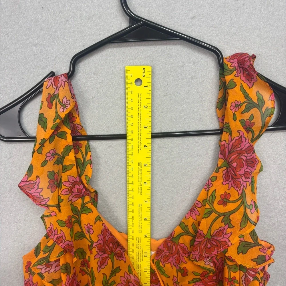 Veronica Beard designer Randa blouse 100% silk orange floral size 4 - Picture 15 of 16